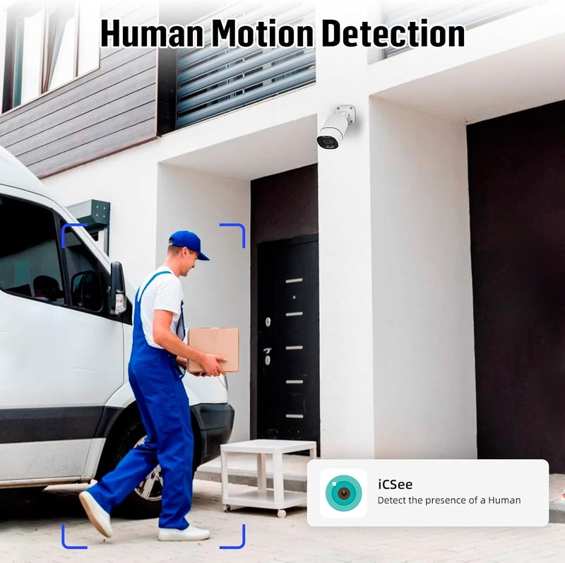 Fuers مجموعة DVR للمراقبة 8CH H.265+، نظام كاميرات الأمان مع 2 × 2592TVL 5MP كاميرات رصاصية سلكية IP66 للاستخدام الداخلي والخارجي، مع قرص صلب سعة 500G، تنبيه عبر البريد الإلكتروني - Image 3